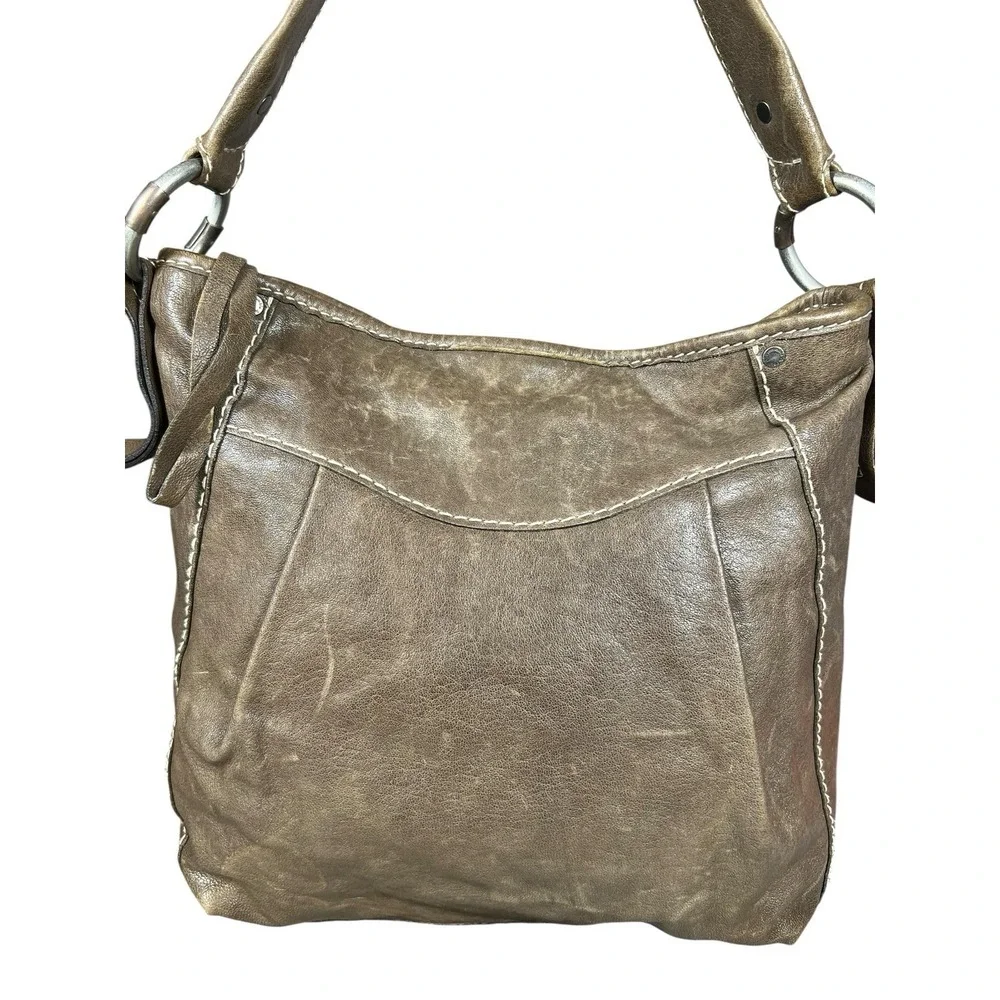 Abercrombie & Fitch Y2K‎ 00's Leather Hobo Shoulder Bag Slouchy Distressed Brown